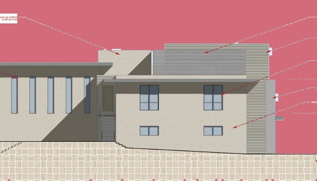 Northwest elevation of the new building
