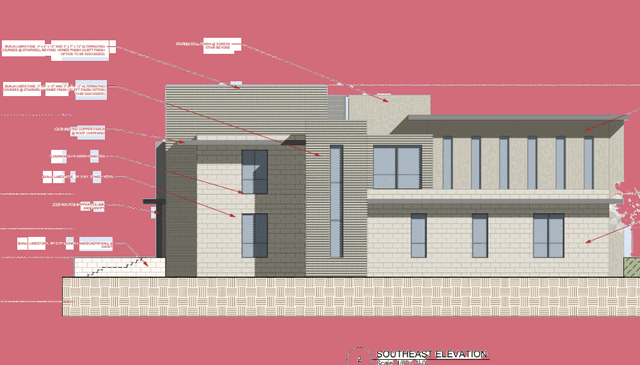 Southeast elevation of the new building