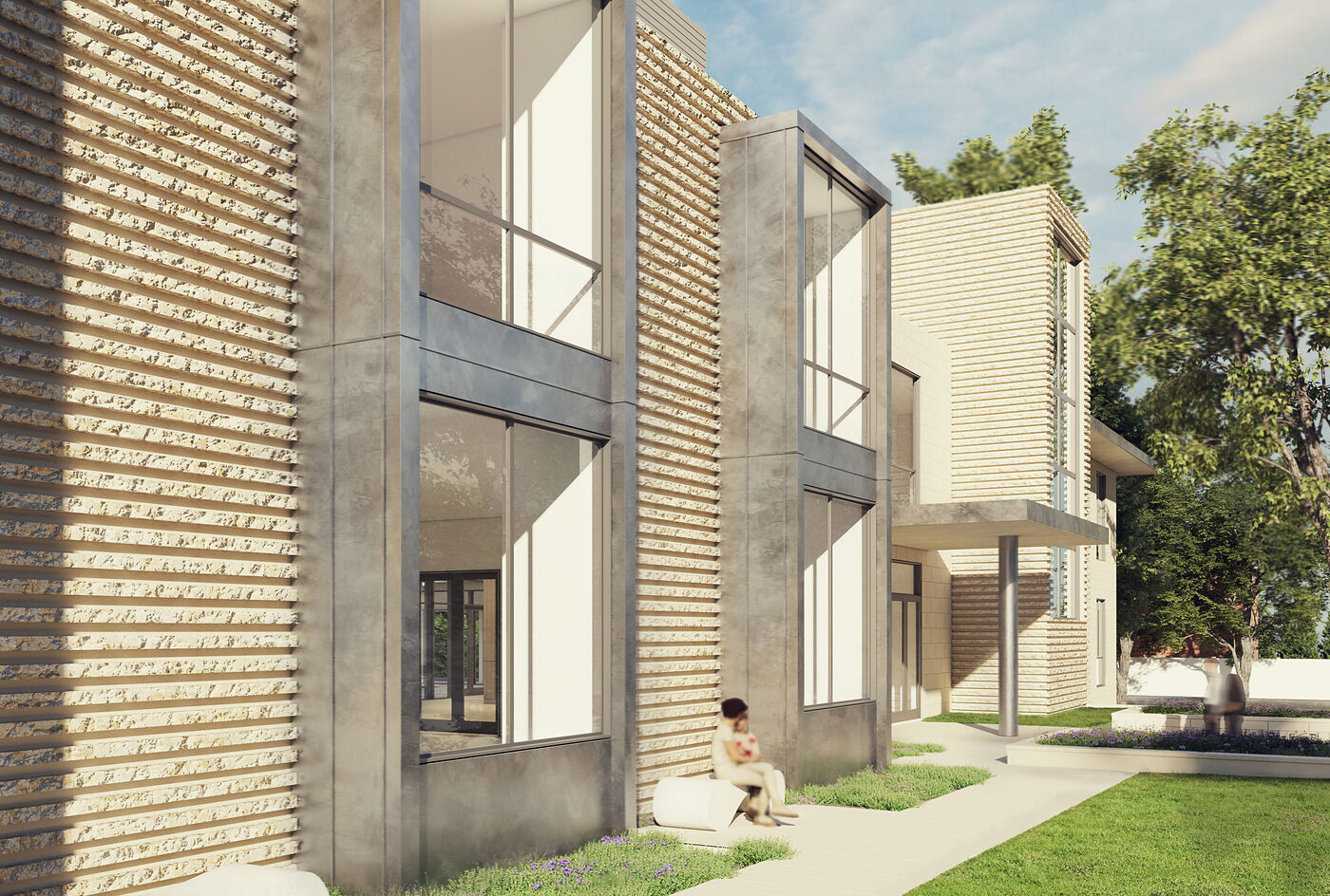 Rendering of the bay windows along the facade